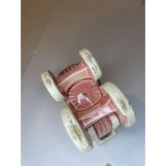 planter baby carriage pink Midcentury american pottery boho USA made small vtg - Picture 6 of 13